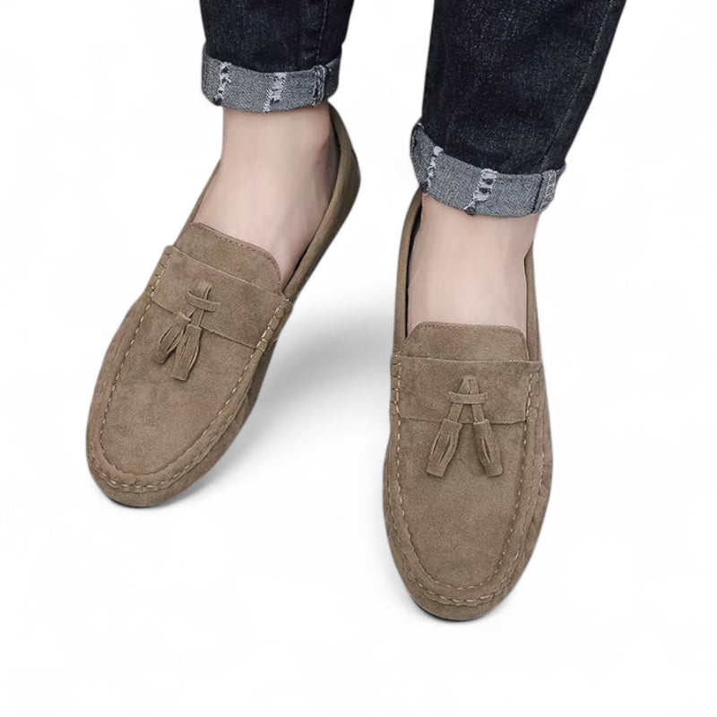 Mocassin En Daim Marron Clair Pour Bateau à Gland Homme