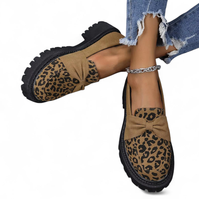 Mocassins Léopard Compensé Femme