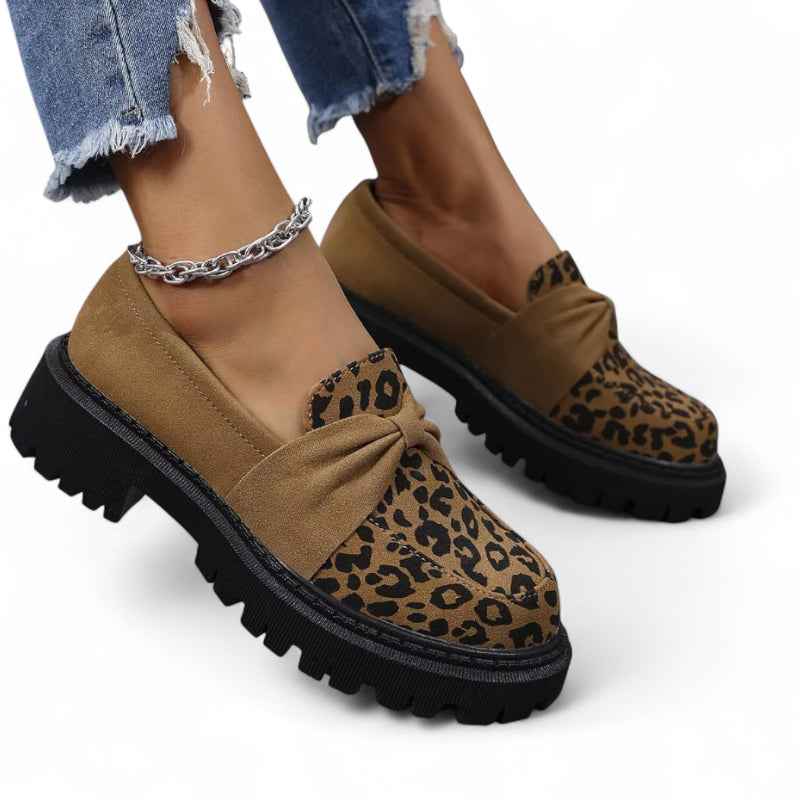 Mocassins Léopard Compensé Femme