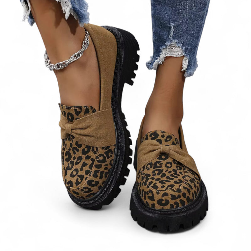 Mocassins Léopard Compensé Femme