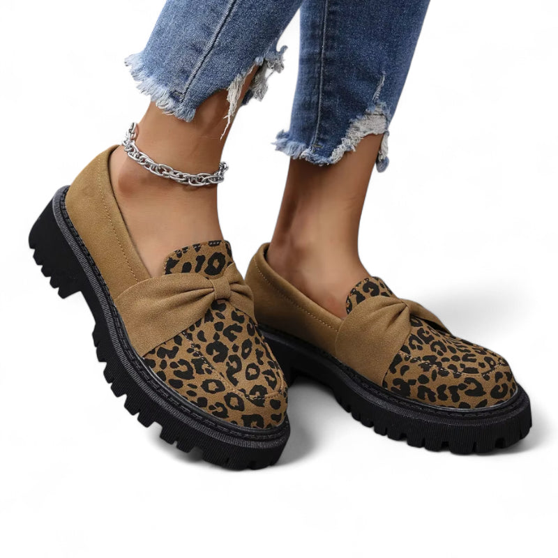Mocassins Léopard Compensé Femme