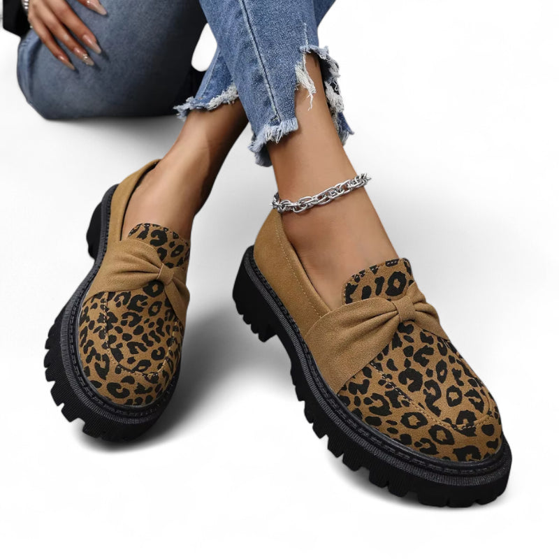 Mocassins Léopard Compensé Femme