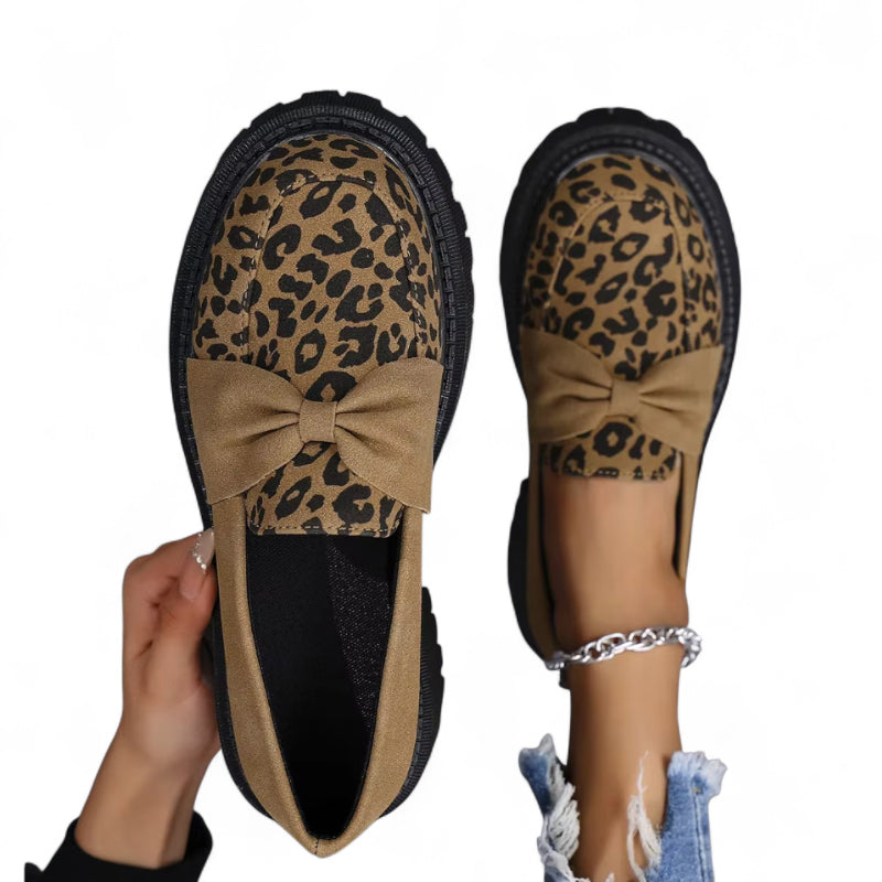 Mocassins Léopard Compensé Femme