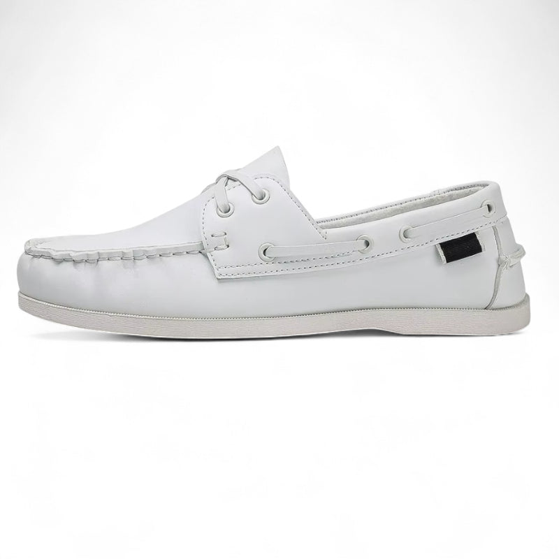 Mocassin En Cuir à Lacet Blanc Pour Homme