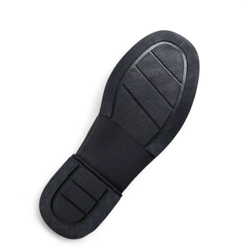 Mocassin Cuir Compensé Vintage Noir Brillant Femme