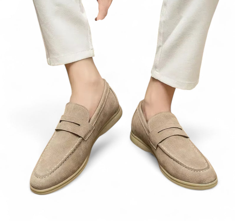 Mocassin En Daim Beige Homme Luxe