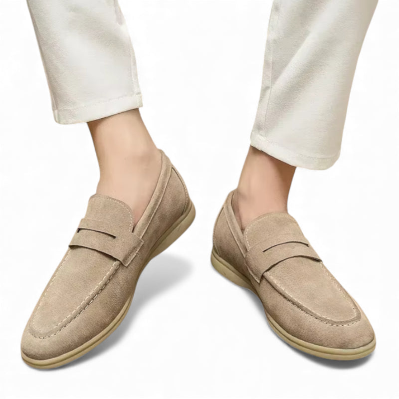 Mocassin En Daim Beige Homme Luxe