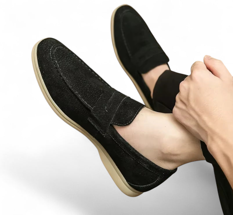 Mocassin Daim Noir Homme Luxe