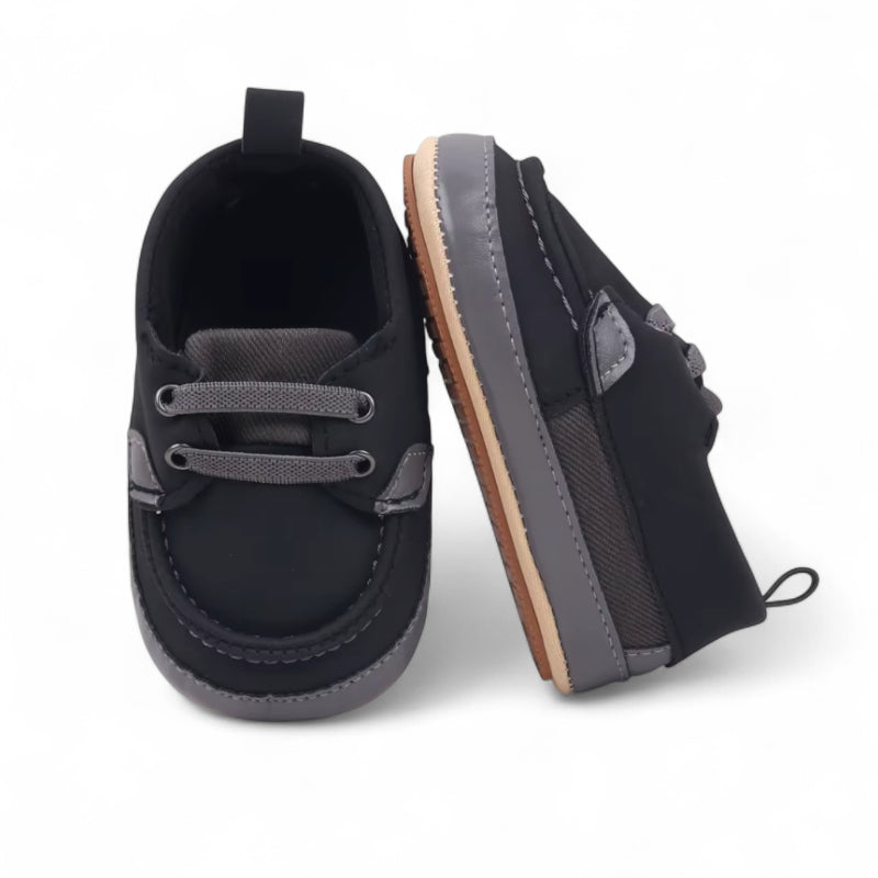 Mocassin En Cuir Noir Bébé Garçon