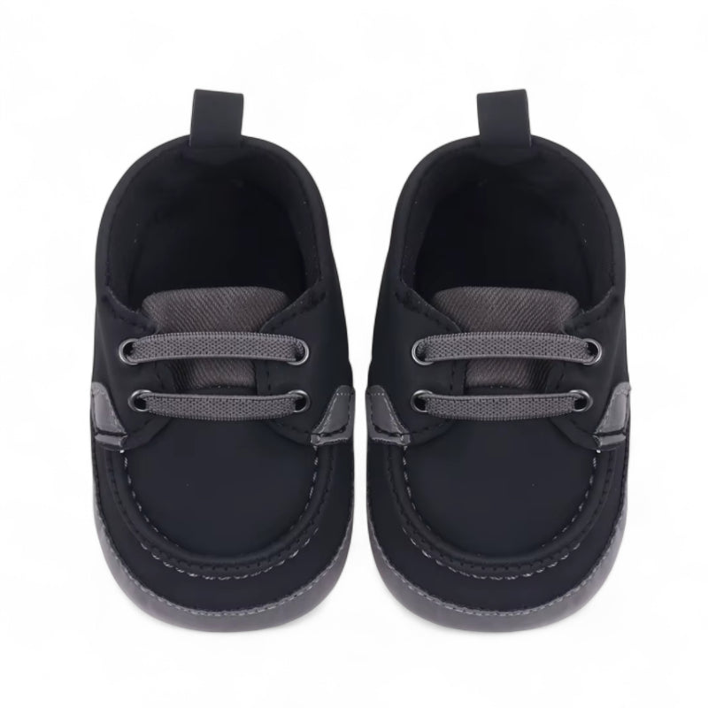 Mocassin En Cuir Noir Bébé Garçon
