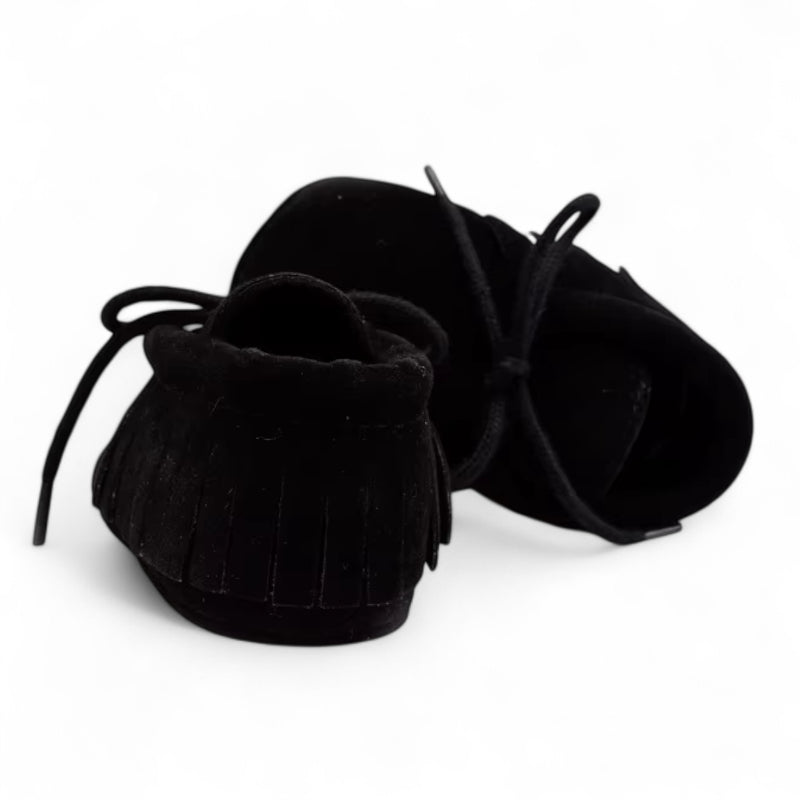 Mocassin En Daim Noir à Lacet Pour Bébé