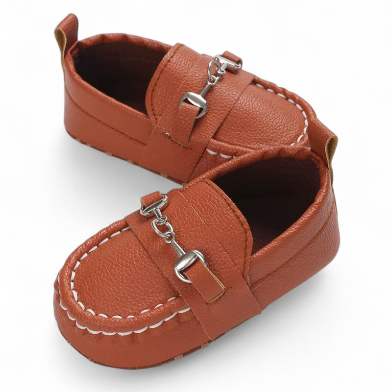 Mocassin En Cuir Marron Pour Bébé Chainette