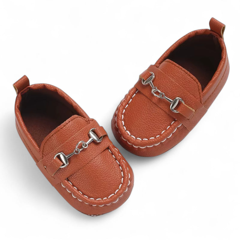 Mocassin En Cuir Marron Pour Bébé Chainette