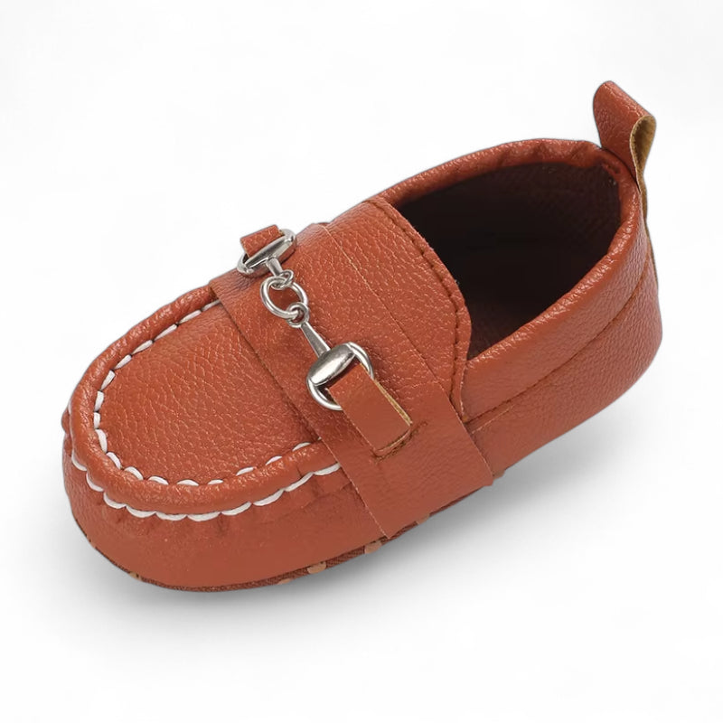 Mocassin En Cuir Marron Pour Bébé Chainette