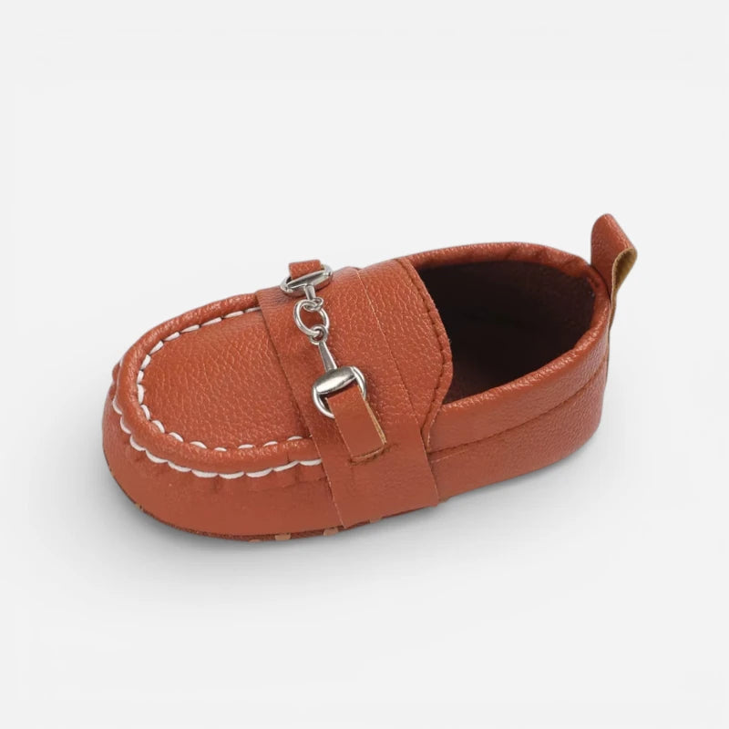 Mocassin En Cuir Marron Pour Bébé Chainette