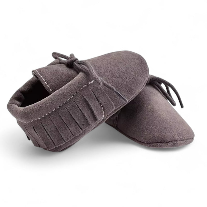 Mocassin Pour Bébé En Daim Gris