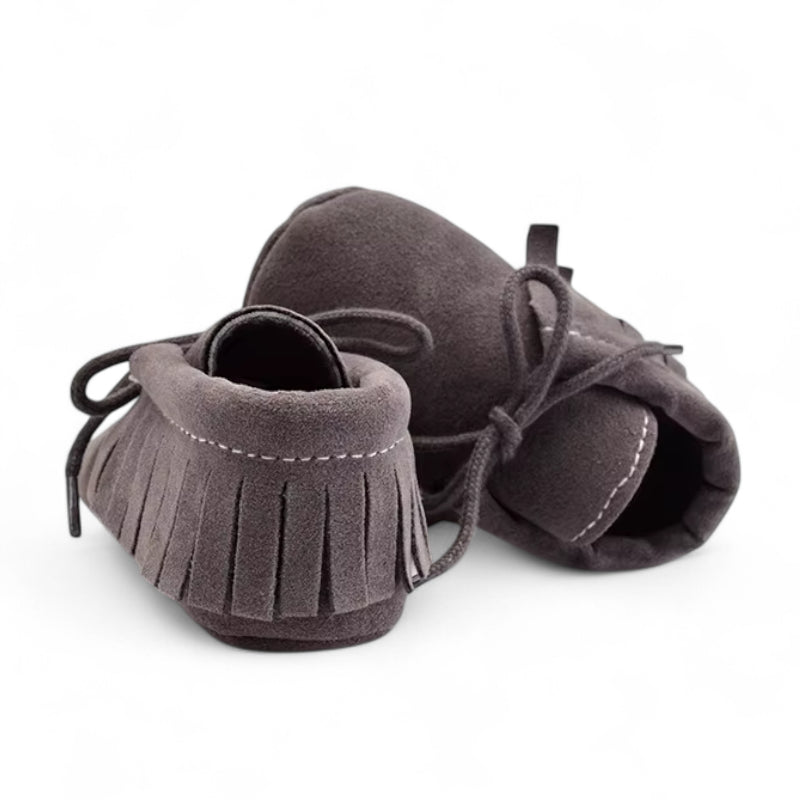 Mocassin Pour Bébé En Daim Gris