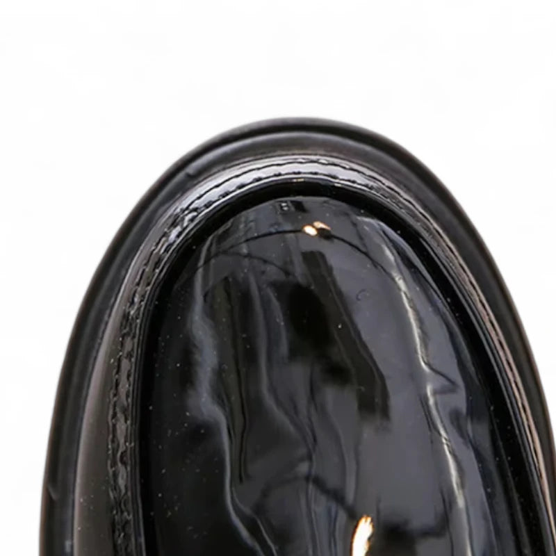 Mocassin Compensé Noir Vernis Pour Garçon