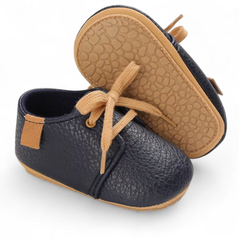 Mocassin Pour Bébé En Cuir Marine