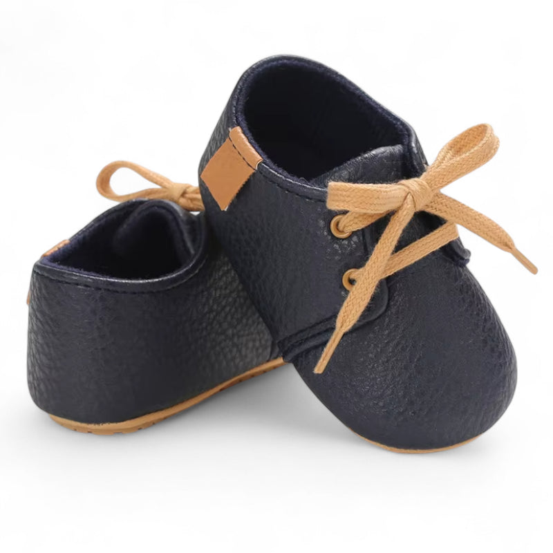 Mocassin Pour Bébé En Cuir Marine