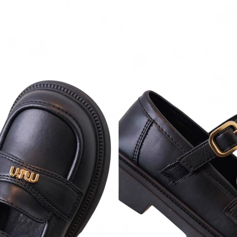 Mocassin Cuir Noir Enfant Fille