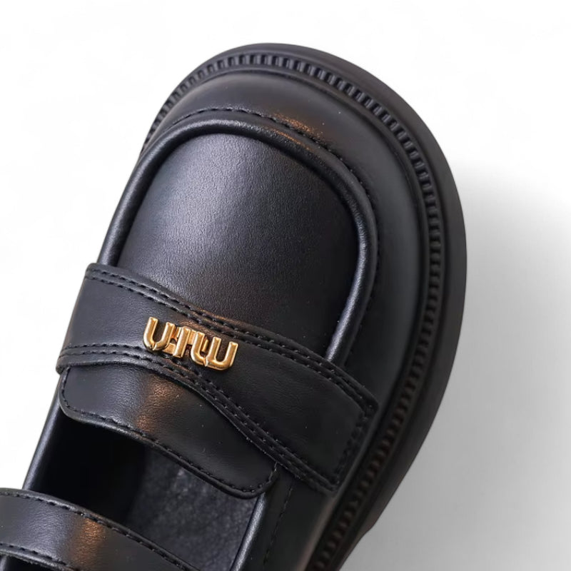 Mocassin Cuir Noir Enfant Fille