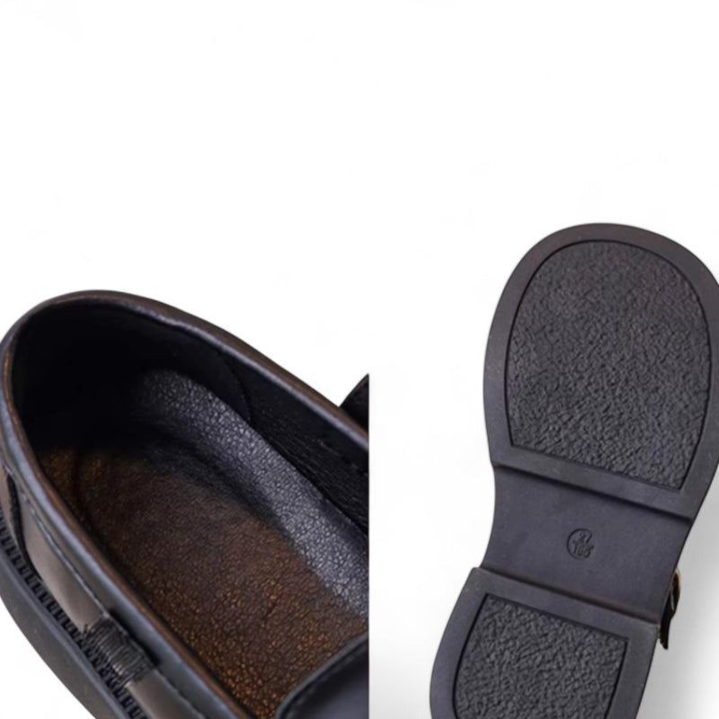 Mocassin Cuir Noir Enfant Fille