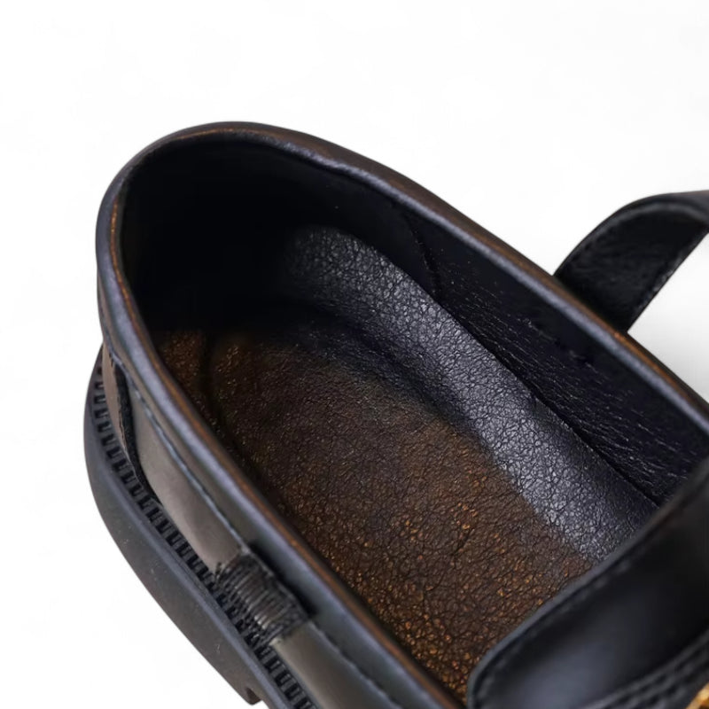 Mocassin Cuir Noir Enfant Fille