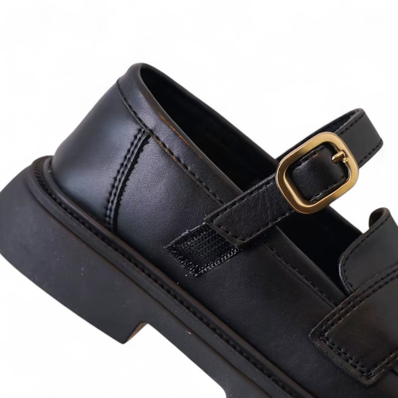 Mocassin Cuir Noir Enfant Fille