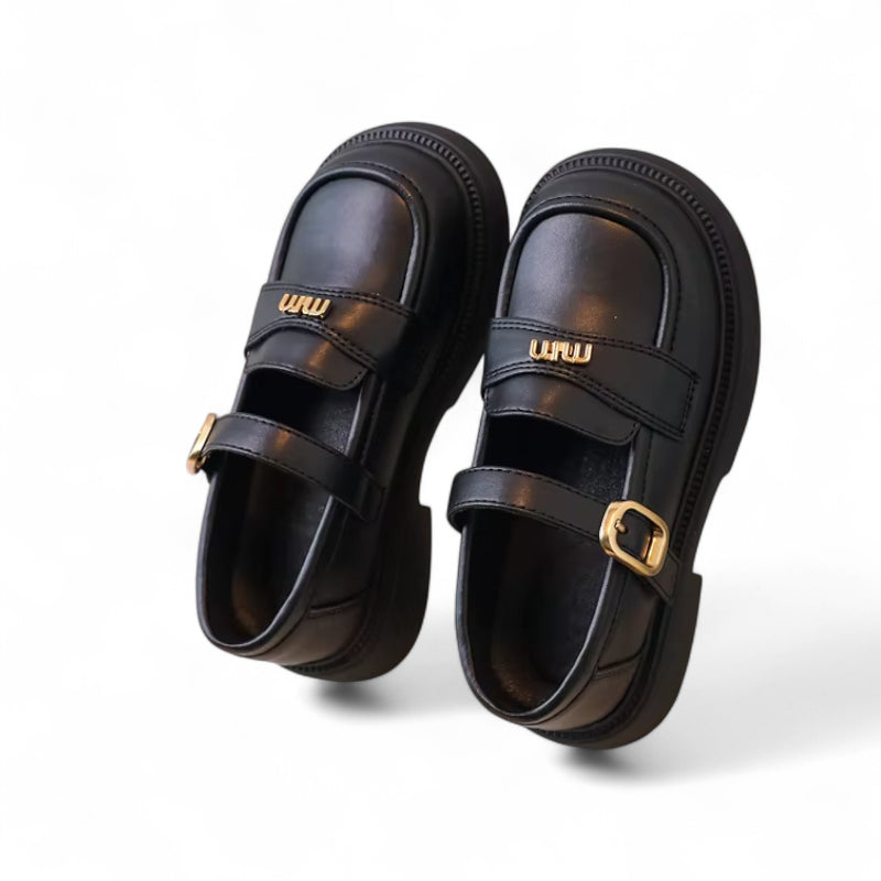 Mocassin Cuir Noir Enfant Fille