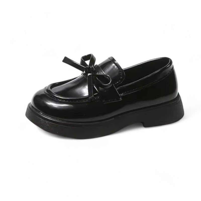 Mocassin Fillette Noir Cuir Vernis