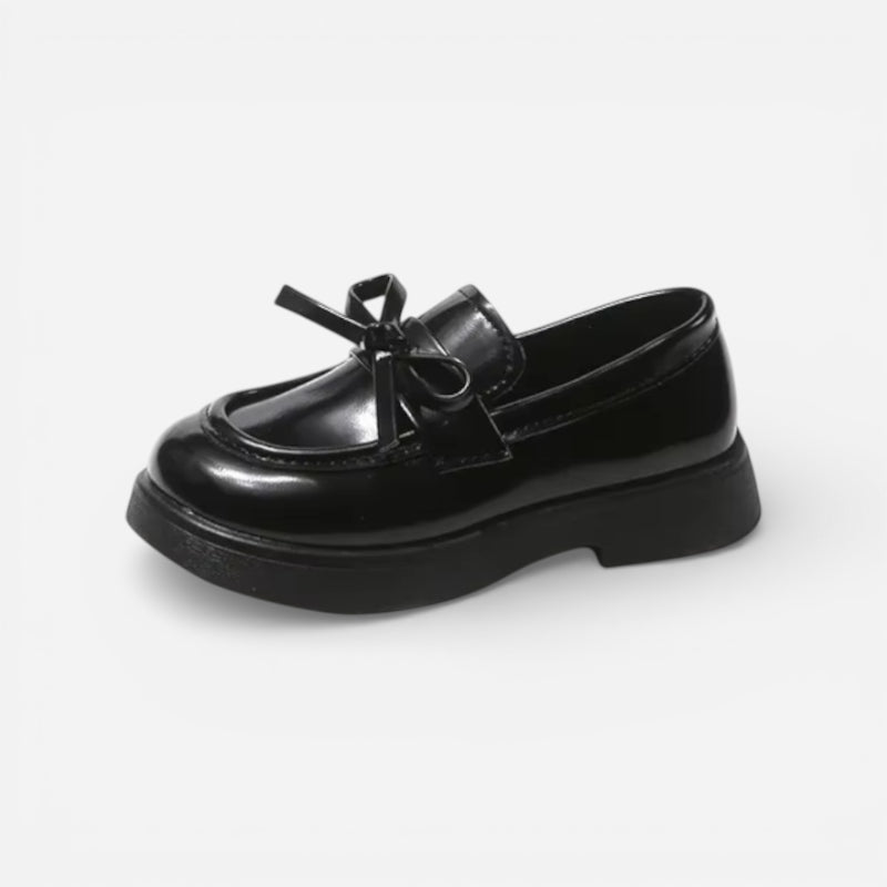 Mocassin Fillette Noir Cuir Vernis