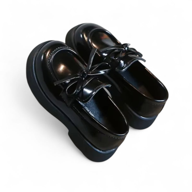 Mocassin Fillette Noir Cuir Vernis