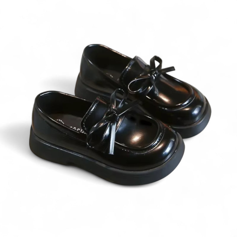 Mocassin Fillette Noir Cuir Vernis