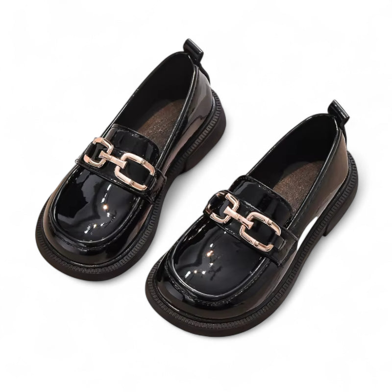 Mocassin Enfant Cuir Vernis Grosse Chainette