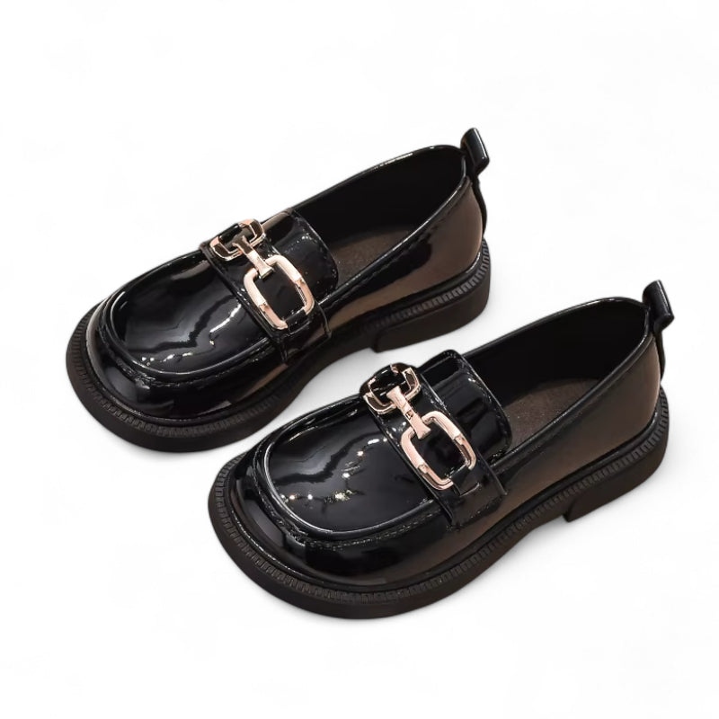 Mocassin Enfant Cuir Vernis Grosse Chainette