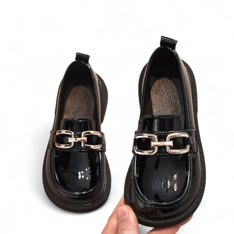 Mocassin Enfant Cuir Vernis Grosse Chainette