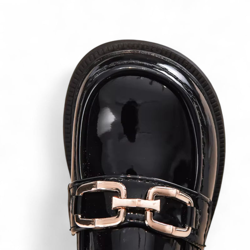 Mocassin Enfant Cuir Vernis Grosse Chainette