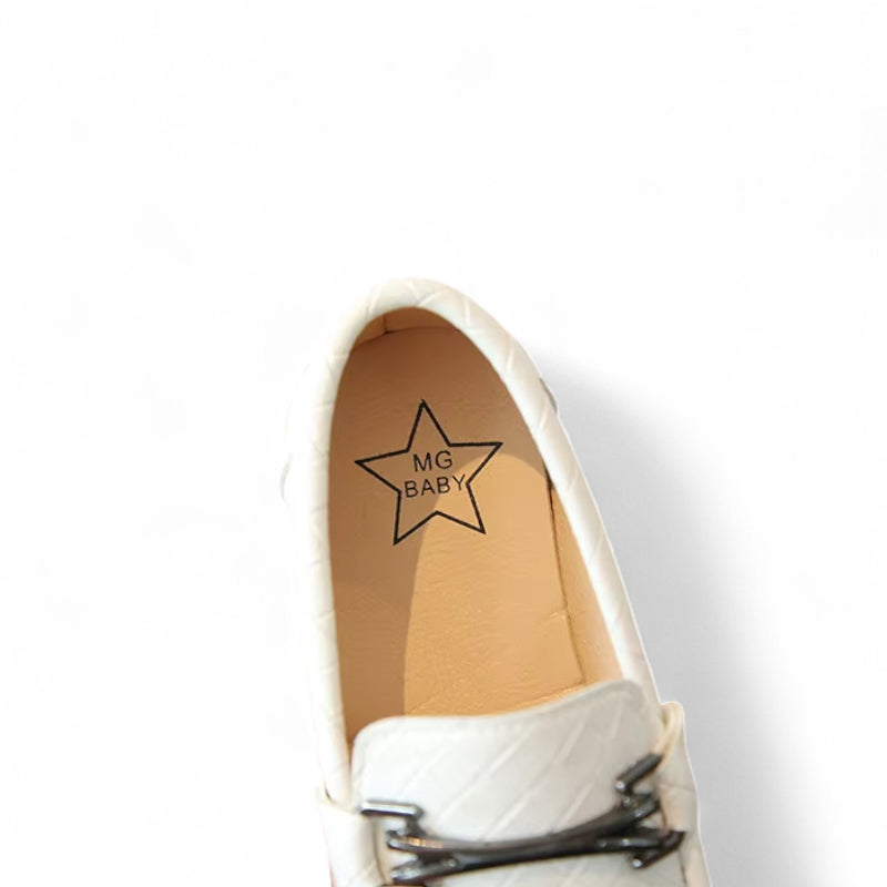 Mocassin Enfant Garçon Blanc En Cuir