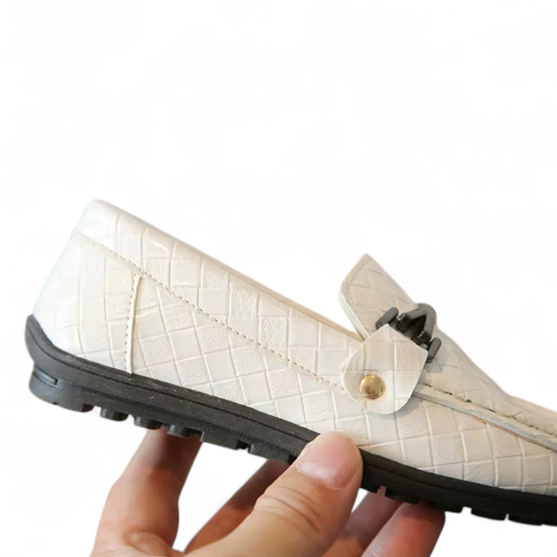Mocassin Enfant Garçon Blanc En Cuir