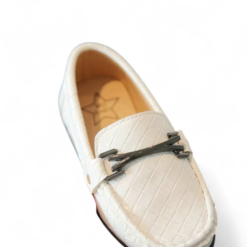 Mocassin Enfant Garçon Blanc En Cuir