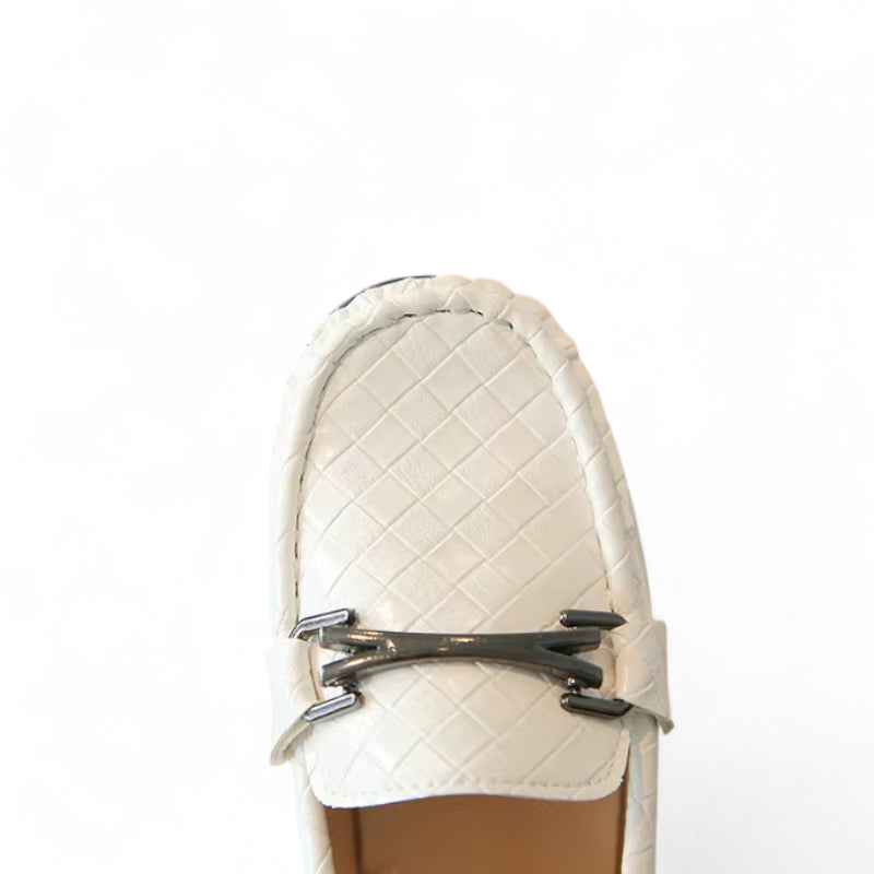 Mocassin Enfant Garçon Blanc En Cuir