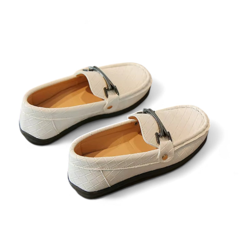 Mocassin Enfant Garçon Blanc En Cuir