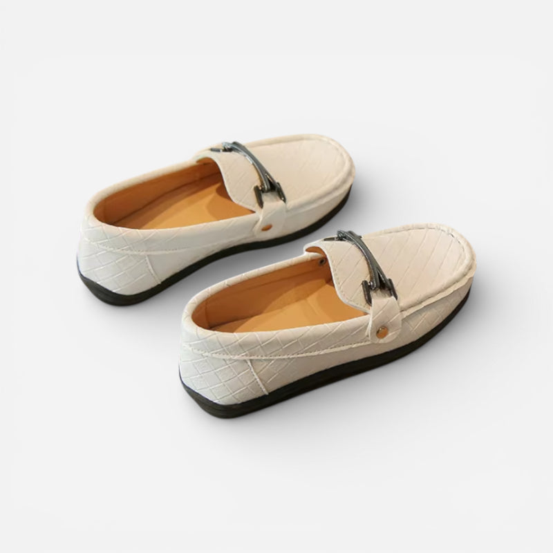 Mocassin Enfant Garçon Blanc En Cuir