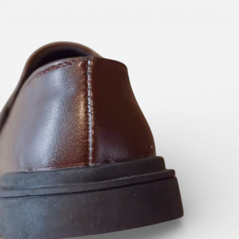 Mocassin Cuir Marron Foncé Garçon Talon