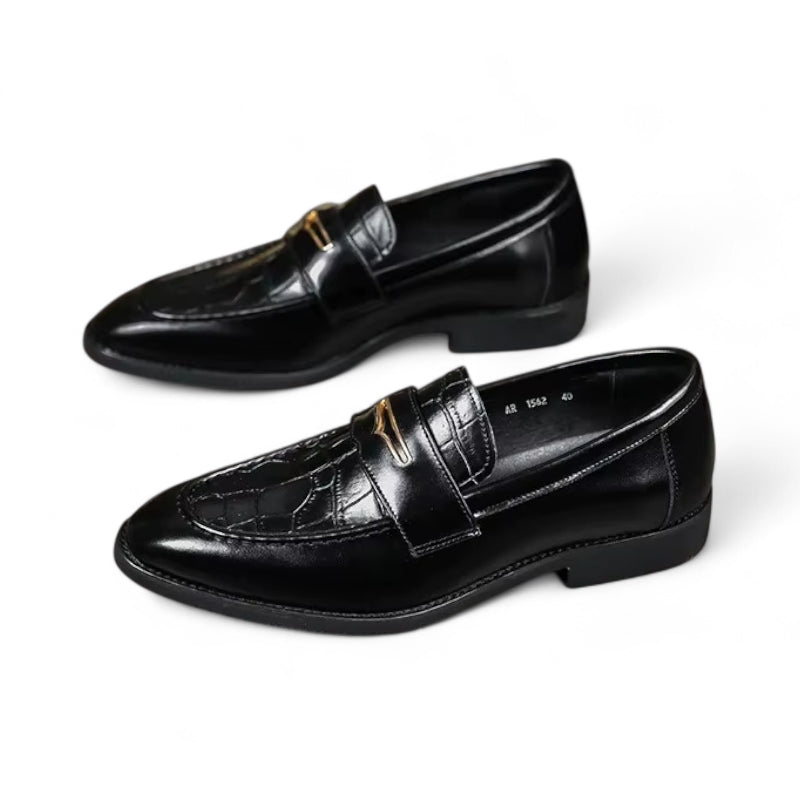 Mocassin En Cuir Vernis Noir Luxe Pour Homme