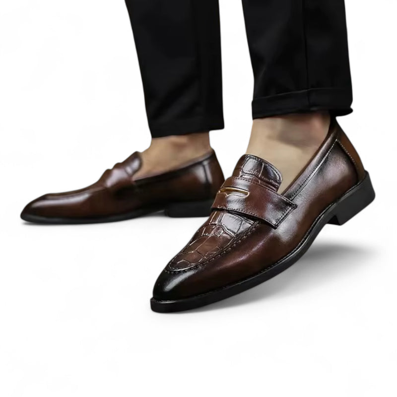 Mocassin En Cuir Marron Foncé Premium Pour Homme