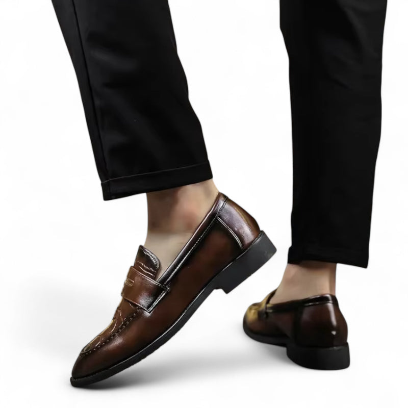 Mocassin En Cuir Marron Foncé Premium Pour Homme