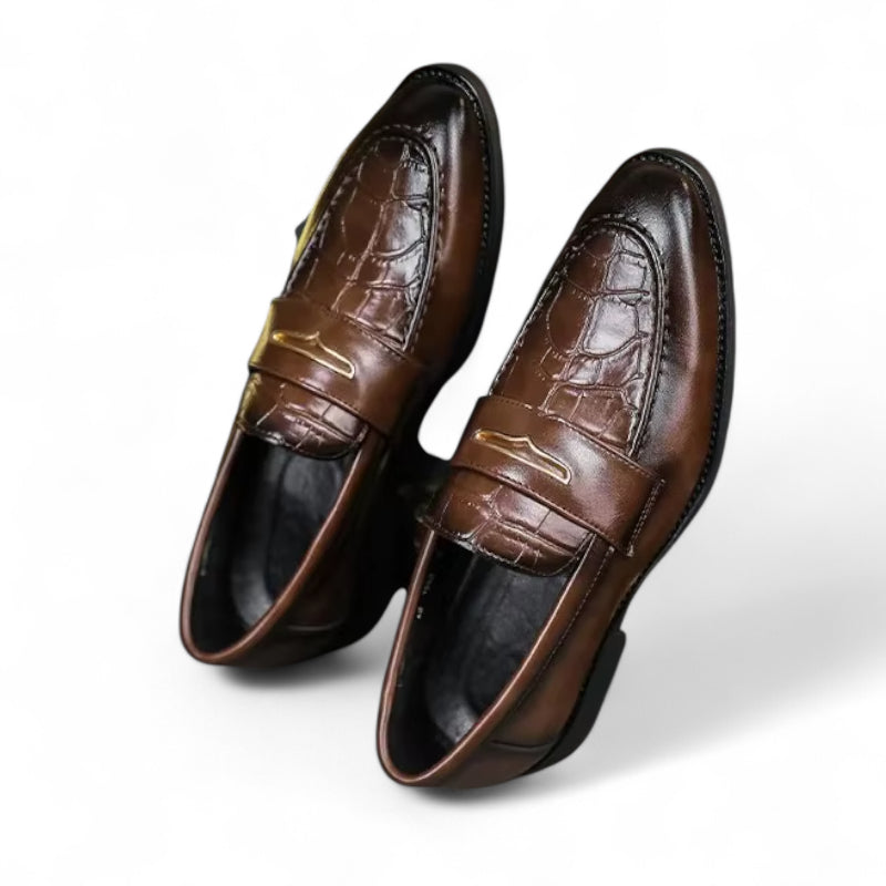 Mocassin En Cuir Marron Foncé Premium Pour Homme