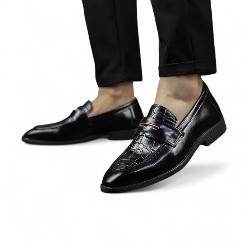 Mocassin En Cuir Vernis Noir Luxe Pour Homme